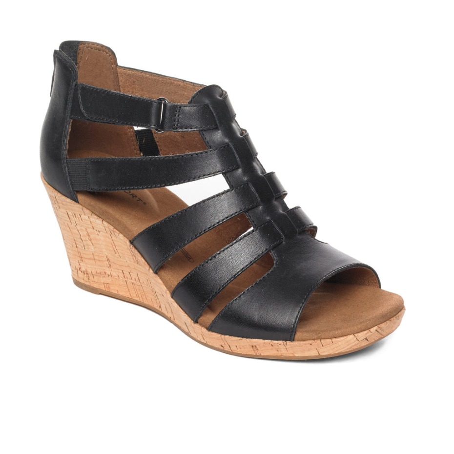Sandalia Rockport Briah Gladiador Cuero Negro