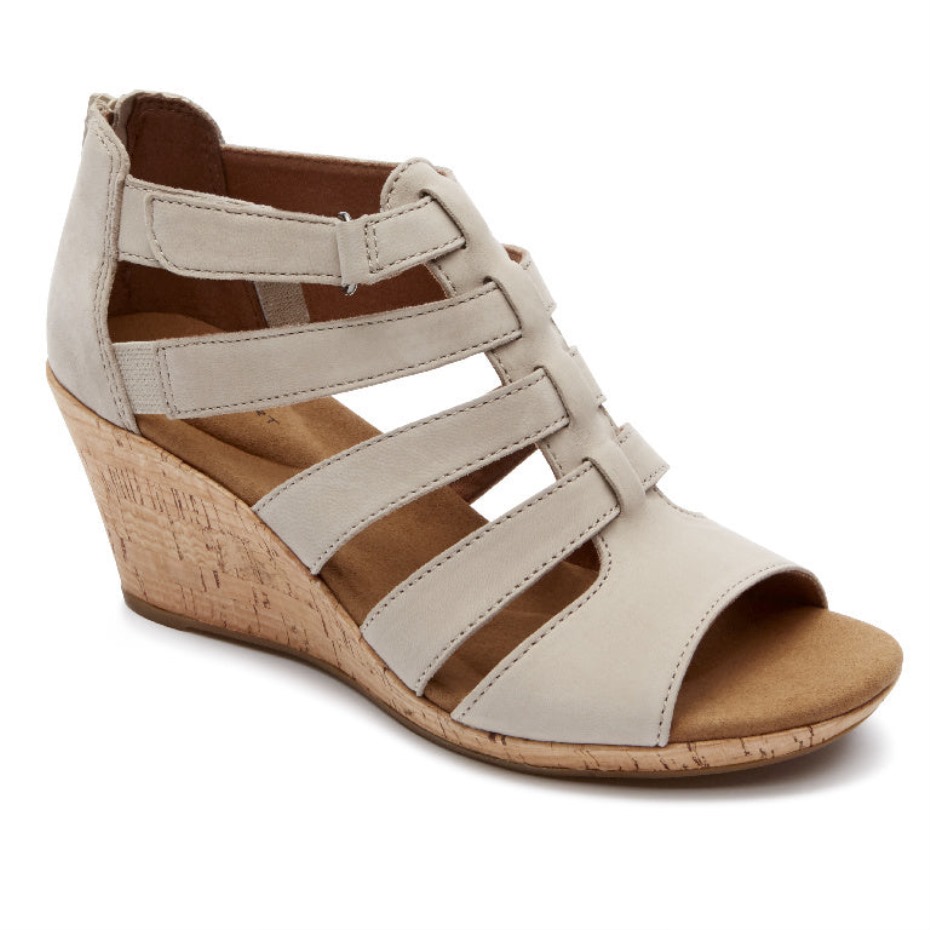 Sandalia Rockport Briah Gladiator New Taupe Nubuck