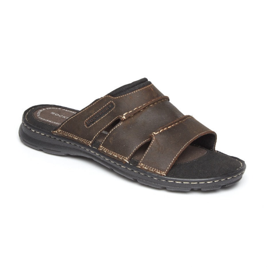 Sandalia Rockport Darwyn Slide Marron Ii Lea