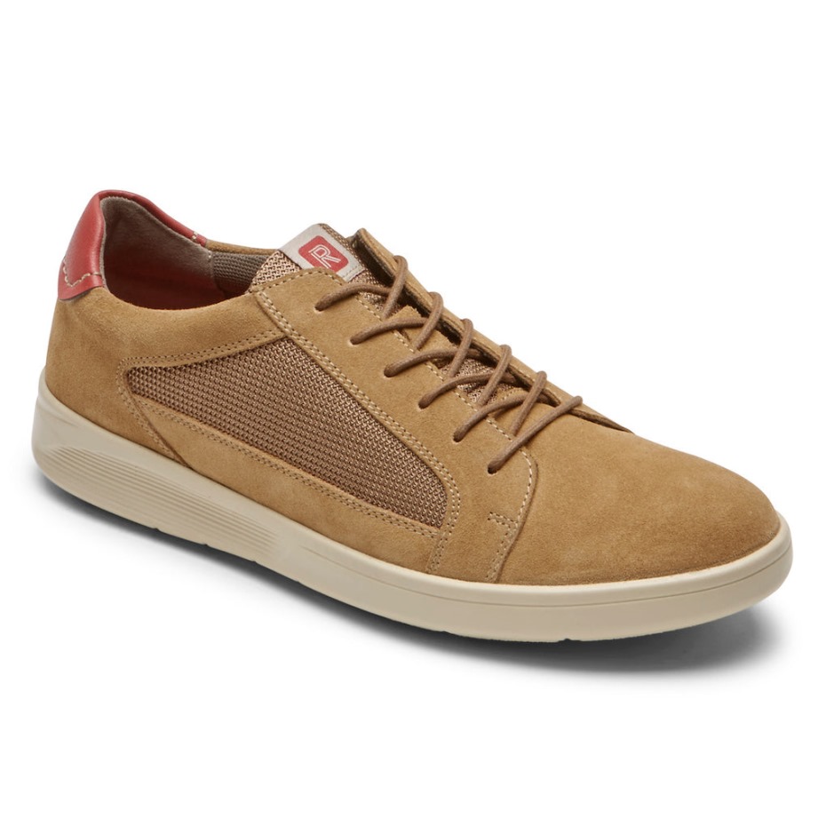 Rockport Men's Caldwell Cupsole Sneaker Beige Suede Vicuna Mesh