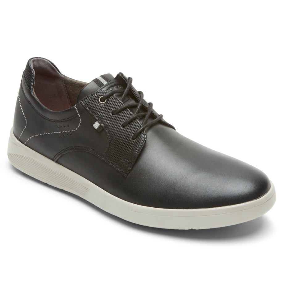 Rockport Hombres Caldwell Plain Toe Oxford Negro Cuero