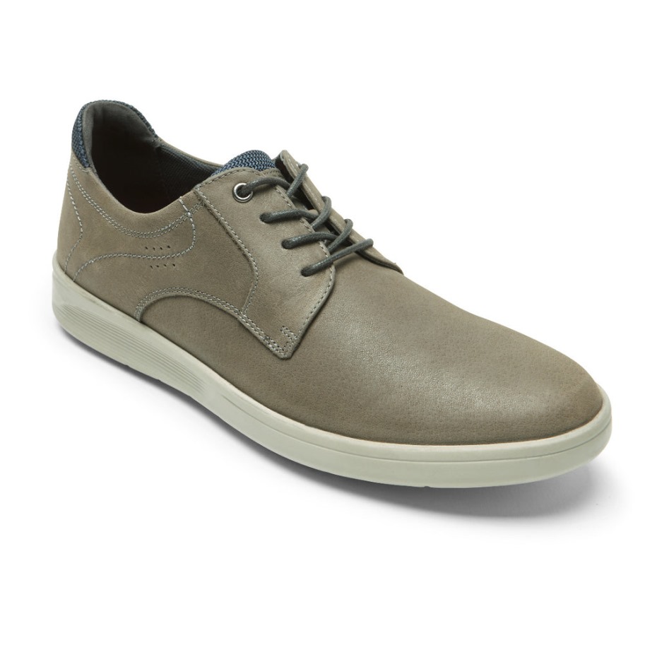 Rockport Hombre Caldwell Puntera Lisa Oxford Cuero Gris