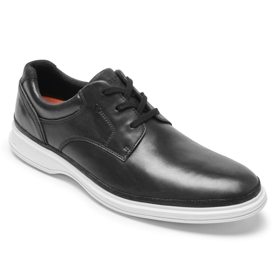 Rockport Men's Dressports 2 Go Plain Toe Negro Cuero Liso