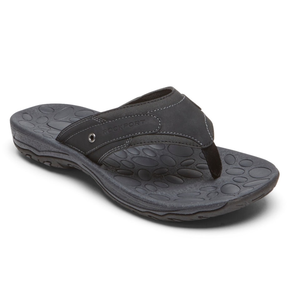 Sandalia Rockport Hombre Hayes Thong Negro