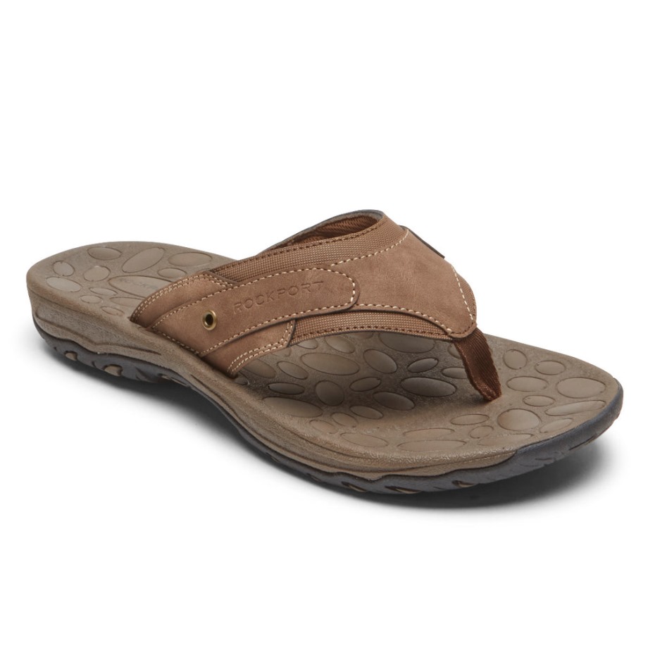 Rockport Men's Hayes Thong Sandal Bronceado