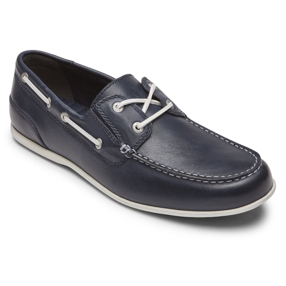 Rockport Men's Malcom Camp Boat Shoe New Dress Blues