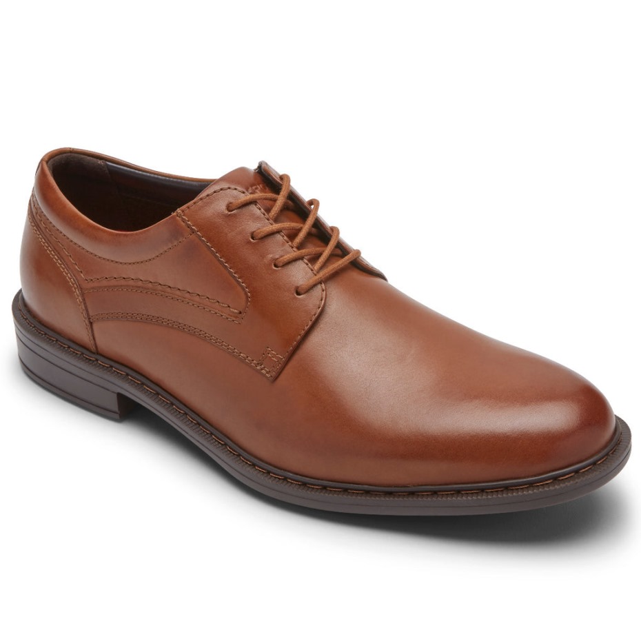 Rockport Parsons Para Hombre, Puntera Lisa, Oxford, Coñac