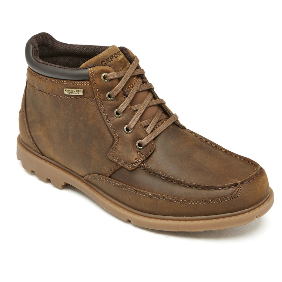 Bota De Mocasín Impermeable Rockport Para Hombre Boston Tan Leather