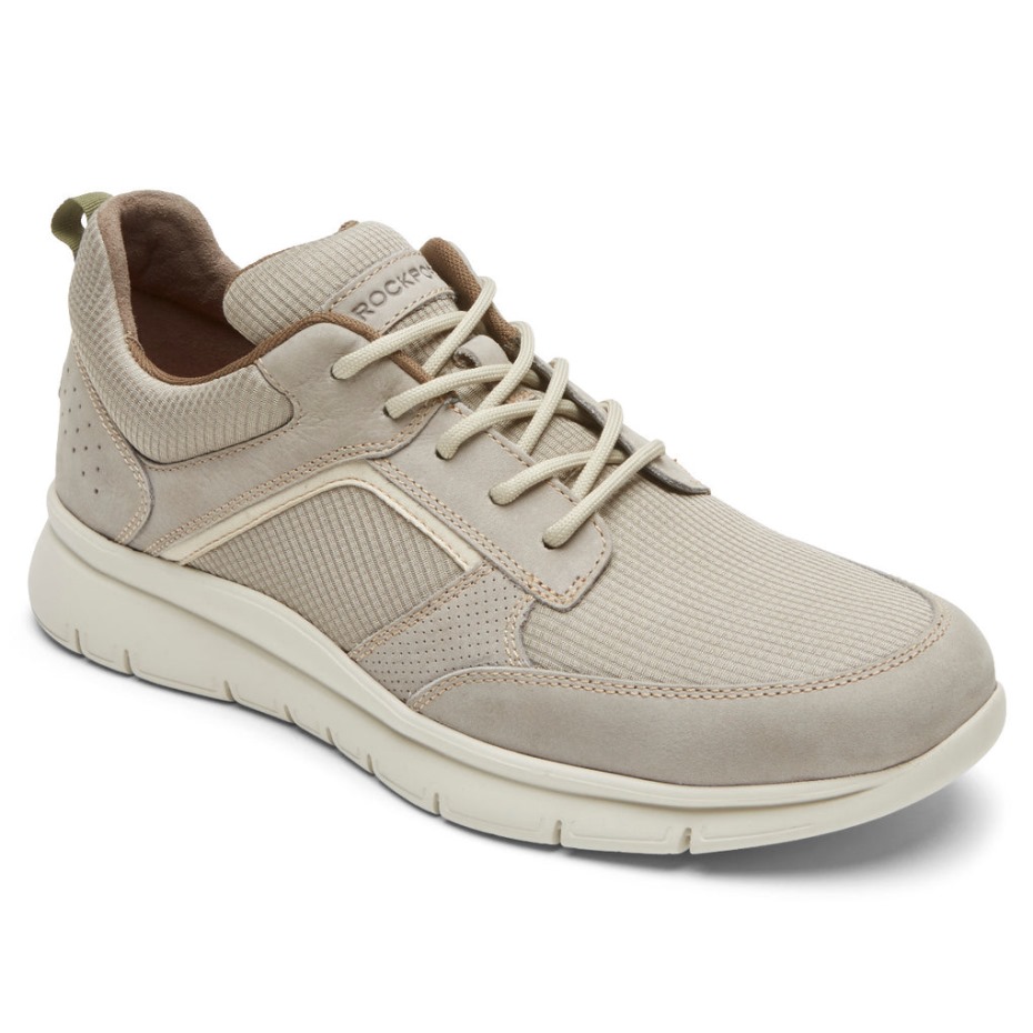 Rockport Men's Primetime Casual Mudguard Sneaker Stone Mesh Lea