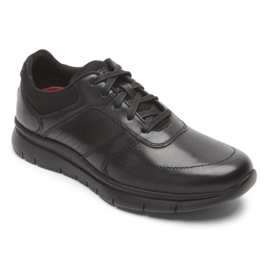 Rockport Men's Primetime Casual Sneaker Triple Black Smooth Lea