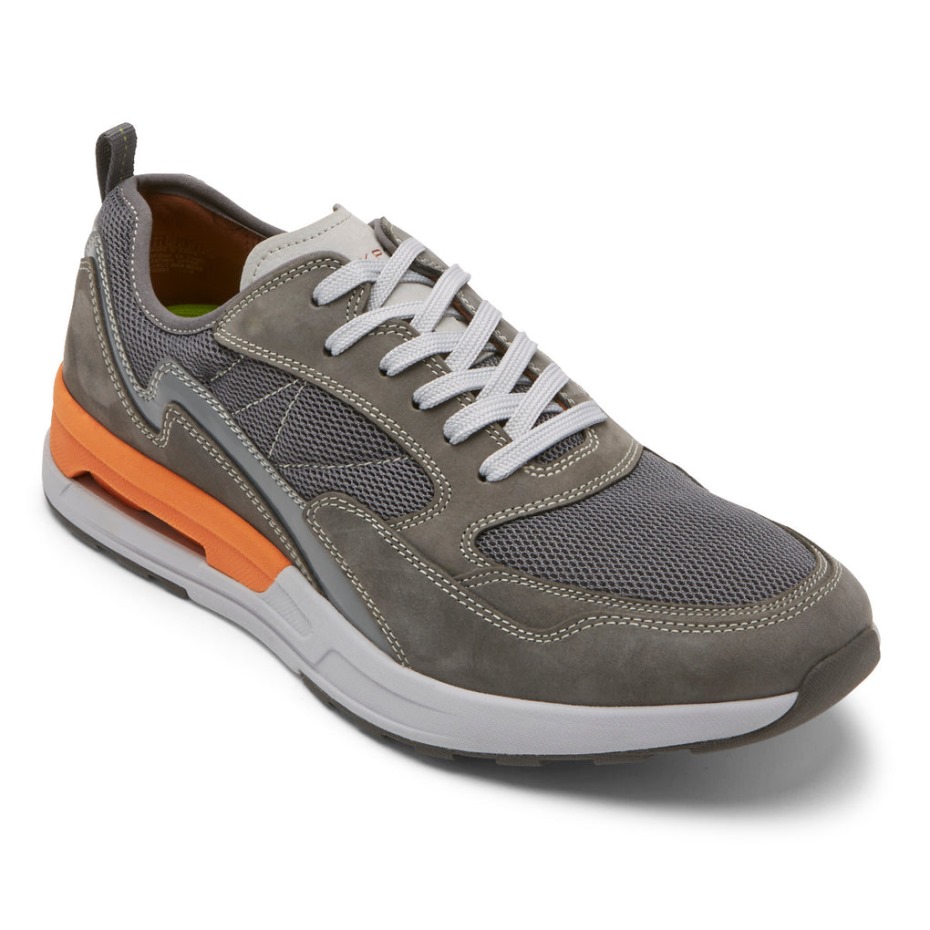 Rockport Men's Pulsetech Sport Ubal Sneaker Steel Grey Nubuck Mesh