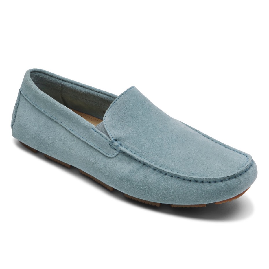 Mocasines Rockport Hombre Rhyder Venetian Ante Azul Claro