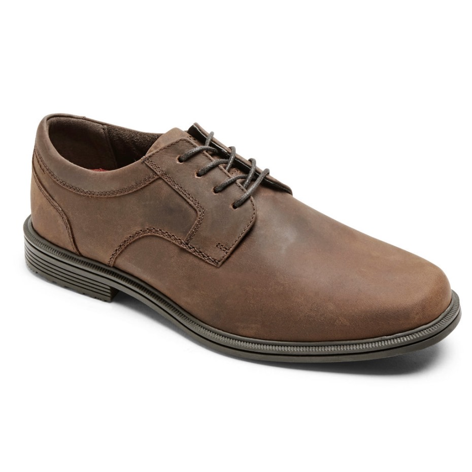 Rockport Hombres Robinsyn Impermeable Punta Plana Oxford Tan Crazy Horse
