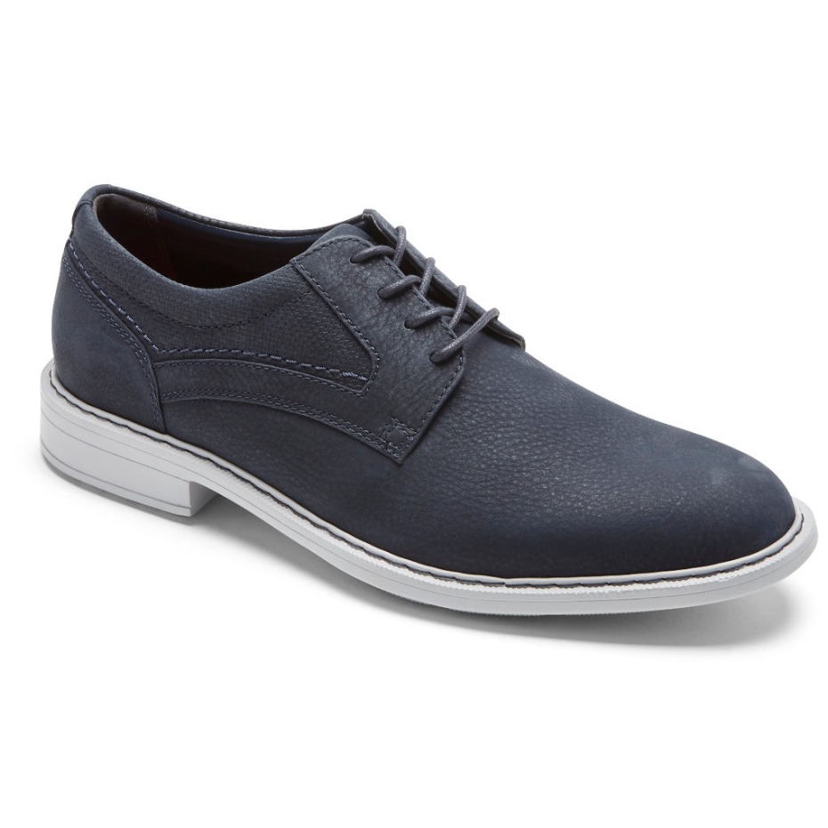 Rockport Hombres Tanner Punta Plana Oxford Azul Marino
