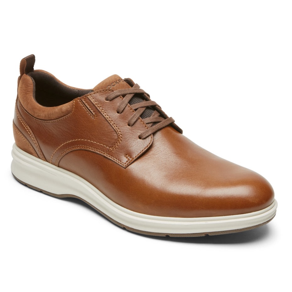 Rockport Total Motion City Para Hombre, Puntera Lisa, Oxford, Color Canela