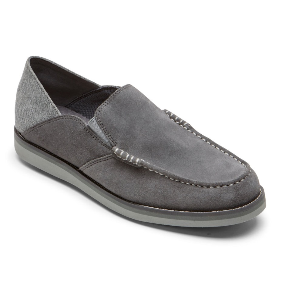 Rockport Men's Tucker Venetian Crush Back Loafer Acero Gris