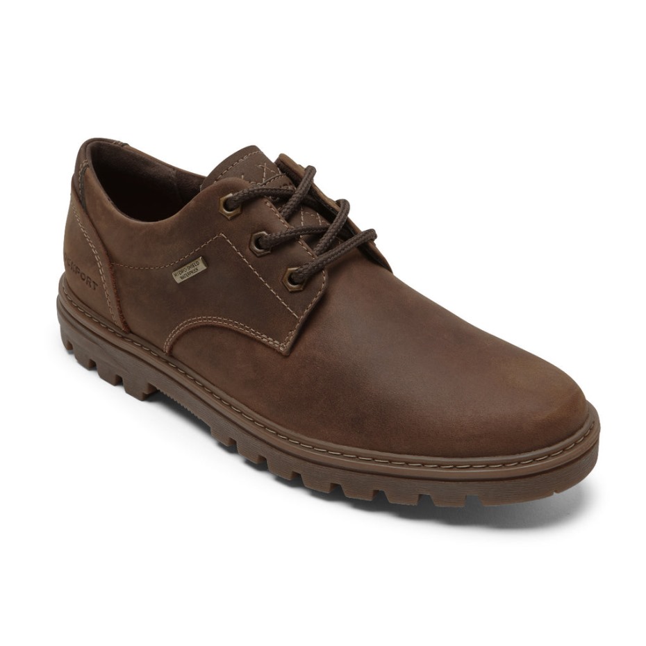 Rockport Hombres Clima O No Oxford-impermeable Nuevo Cuero Marrón