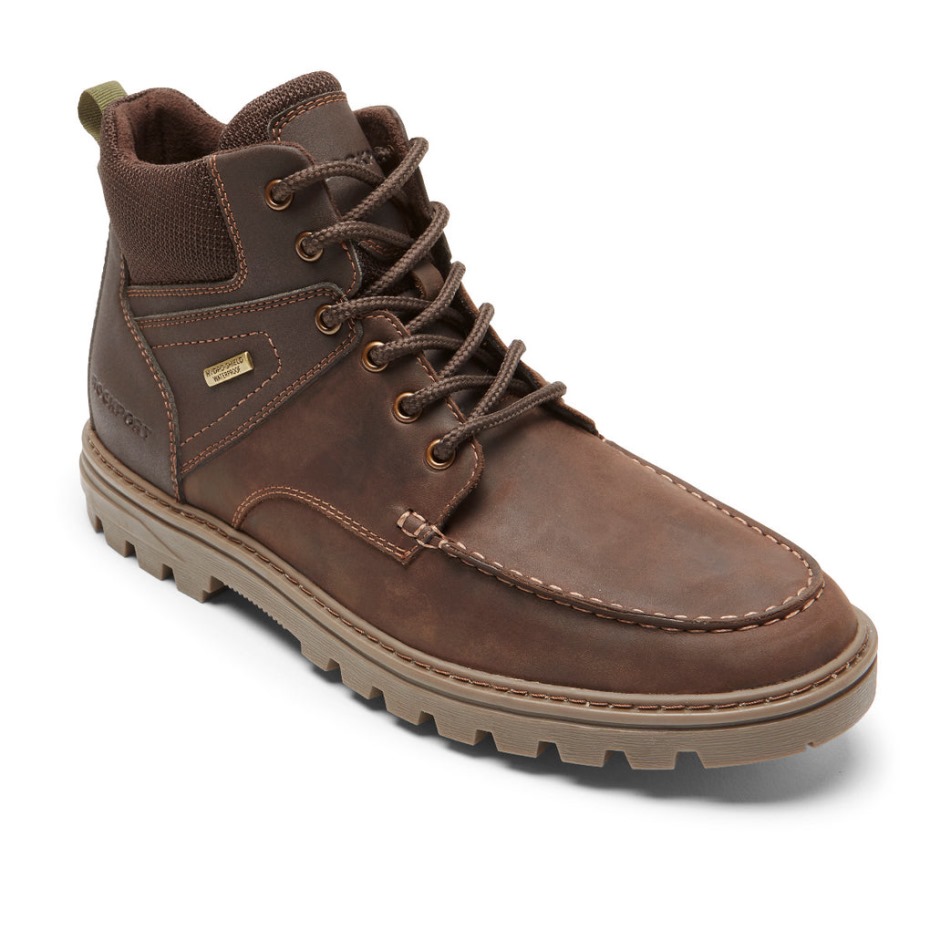 Rockport Weather Ready - Botas Impermeables Para Hombre Con Punta De Mocasín Y Ante De Cuero Java
