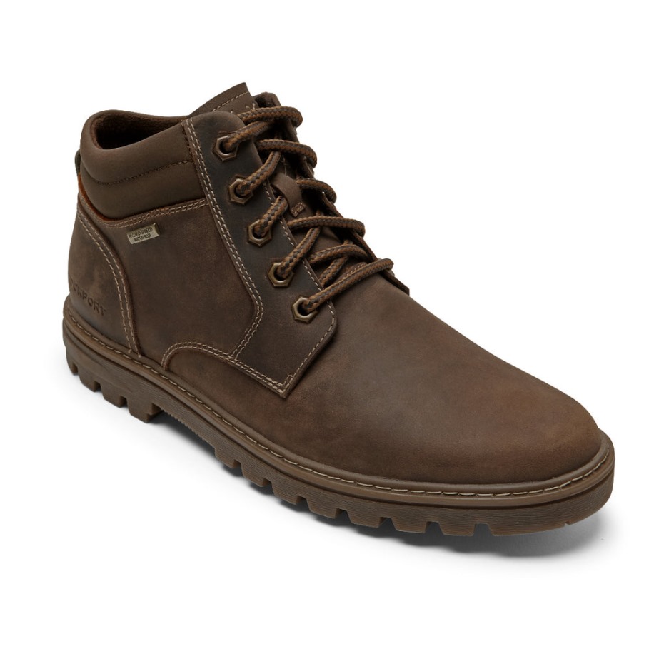 Rockport Hombres Clima O No Bota-impermeable Nuevo Cuero Ante Marrón