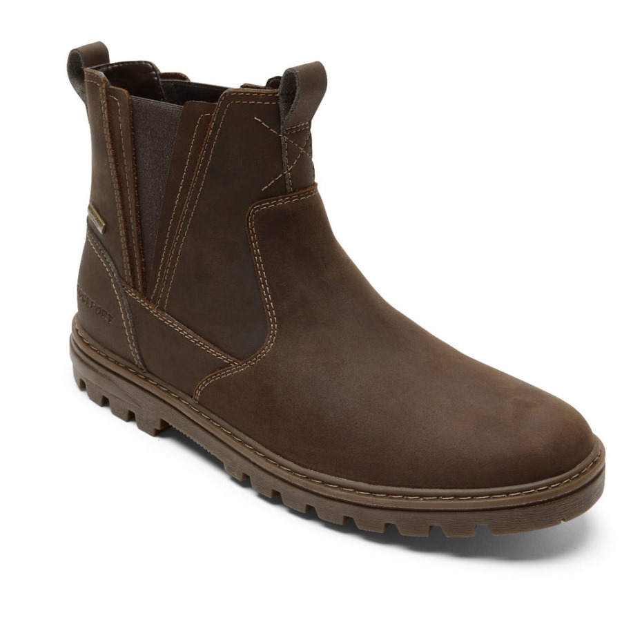 Rockport Hombres Clima O No Chelsea Bota-impermeable Nuevo Marrón Cuero Ante