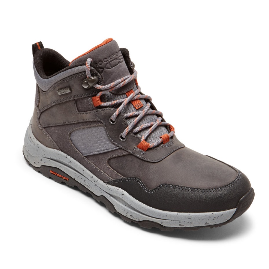 Rockport Hombres Xcs Path Mid Boot-impermeable Acero Gris Cuero Gamuza