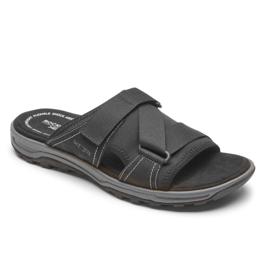 Rockport Men's Xcs Trail Technique II Chanclas Con Velcro Negro