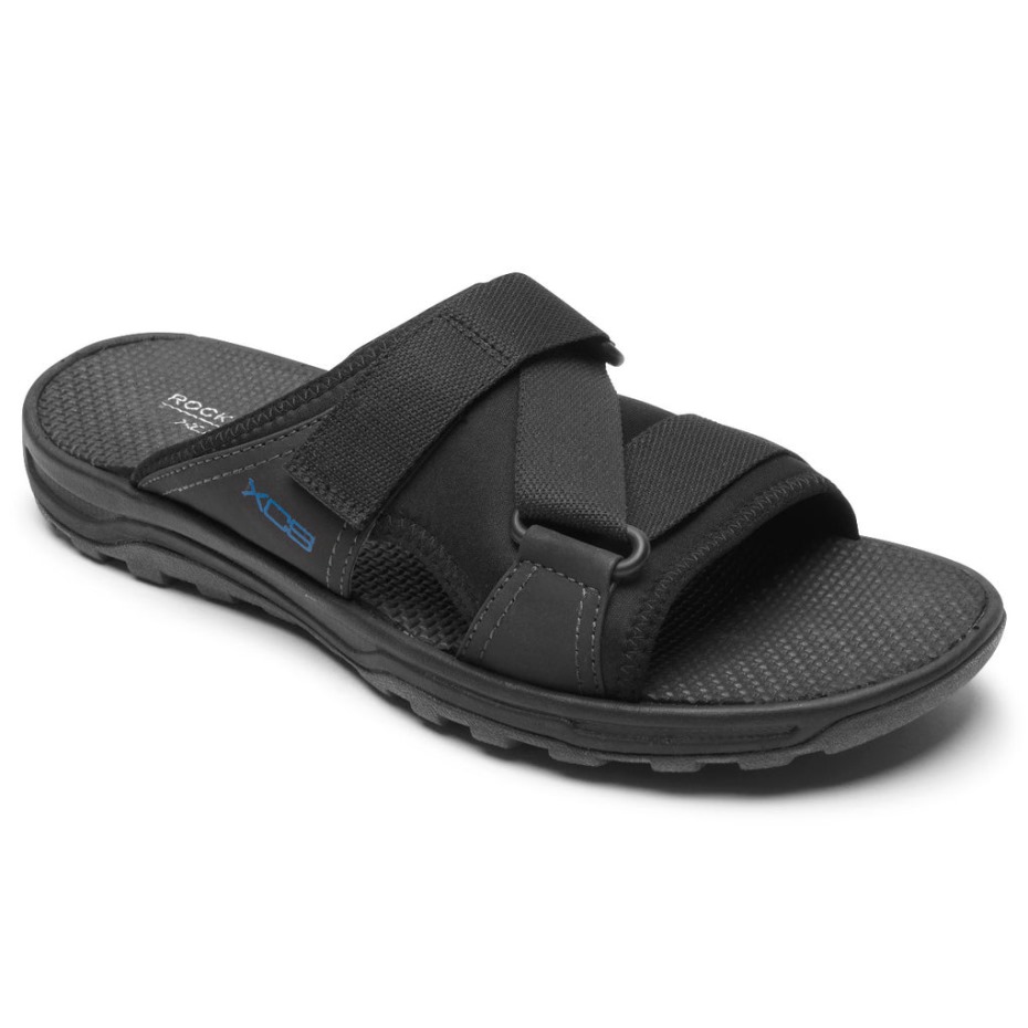 Rockport Men's Xcs Trail Technique Chanclas Con Velcro Negro