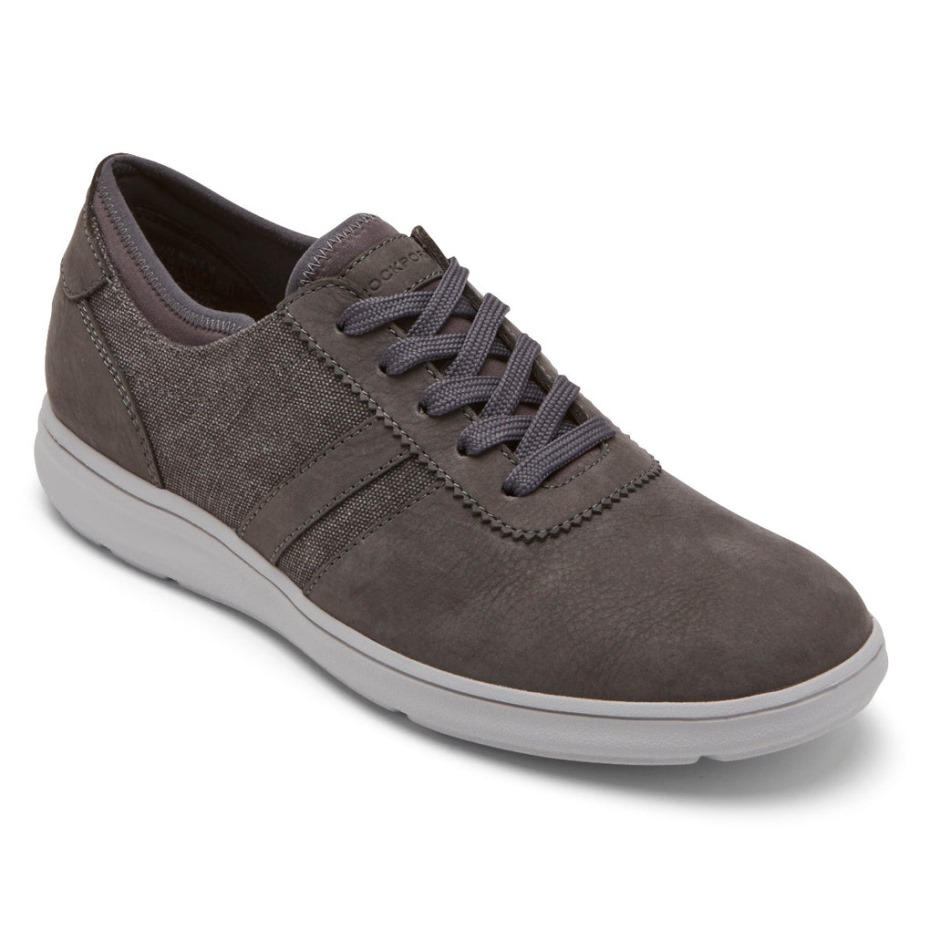Zapatillas Rockport Zaden 5-eye Ubal Para Hombre Lona Nubuck Gris