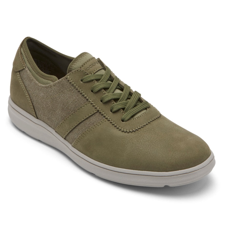 Rockport Men's Zaden 5-Eye UBAL Sneaker Olive Nubuck Canvas