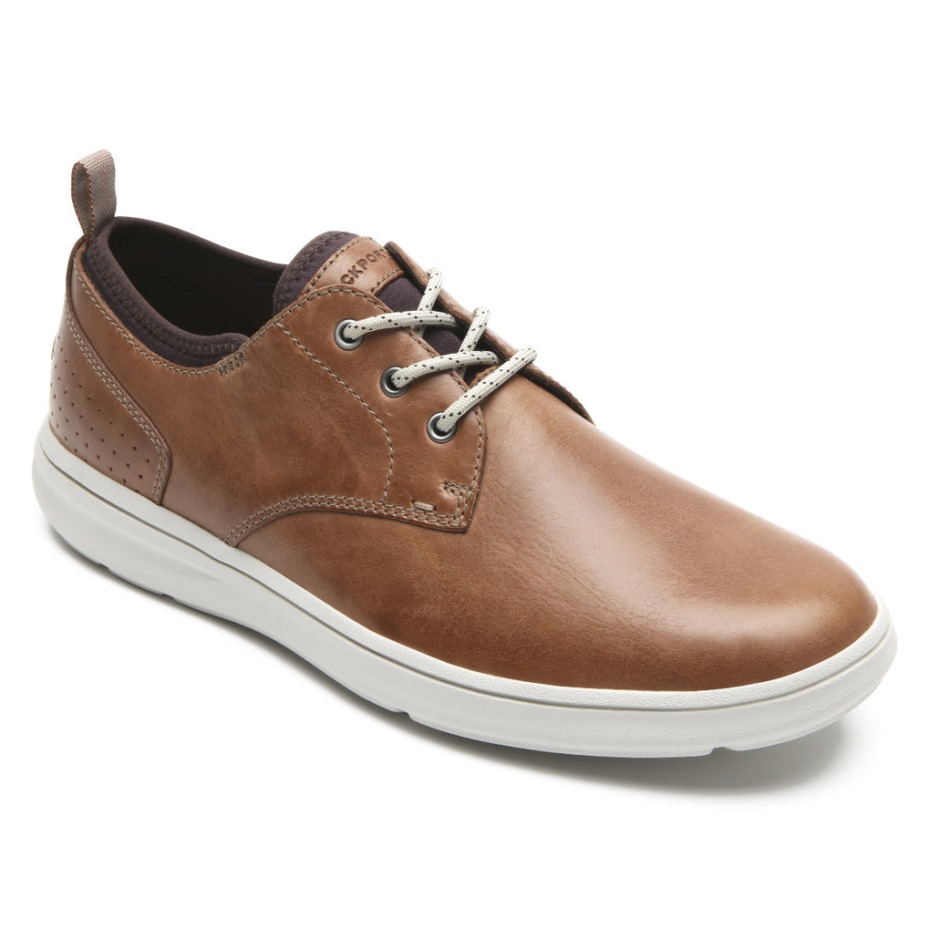 Rockport Semillas De Los Hombres Puntera Plana Oxford Boston Tan Cuero