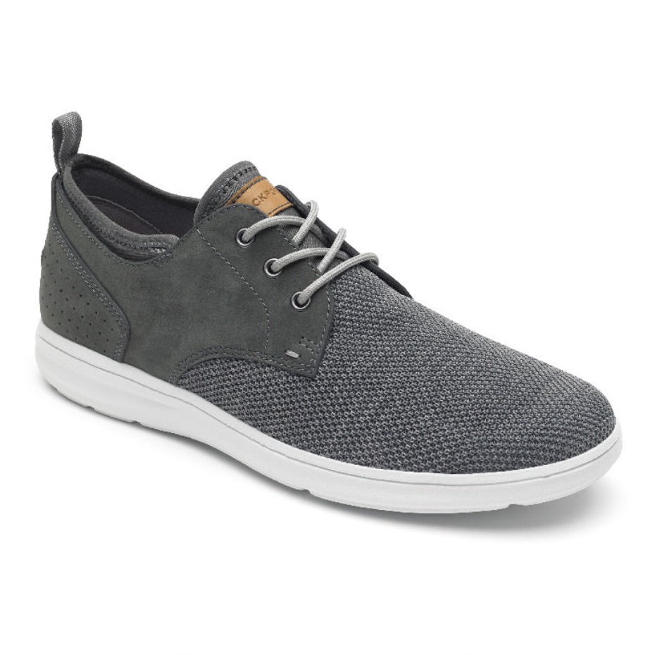 Rockport Men's Seeds Plain Toe Oxford Pewter Nubuck Mesh