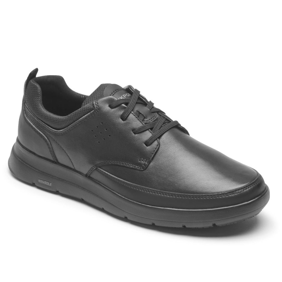 Rockport Men's Truflex Cayden Plain Toe Sneaker Black Leather