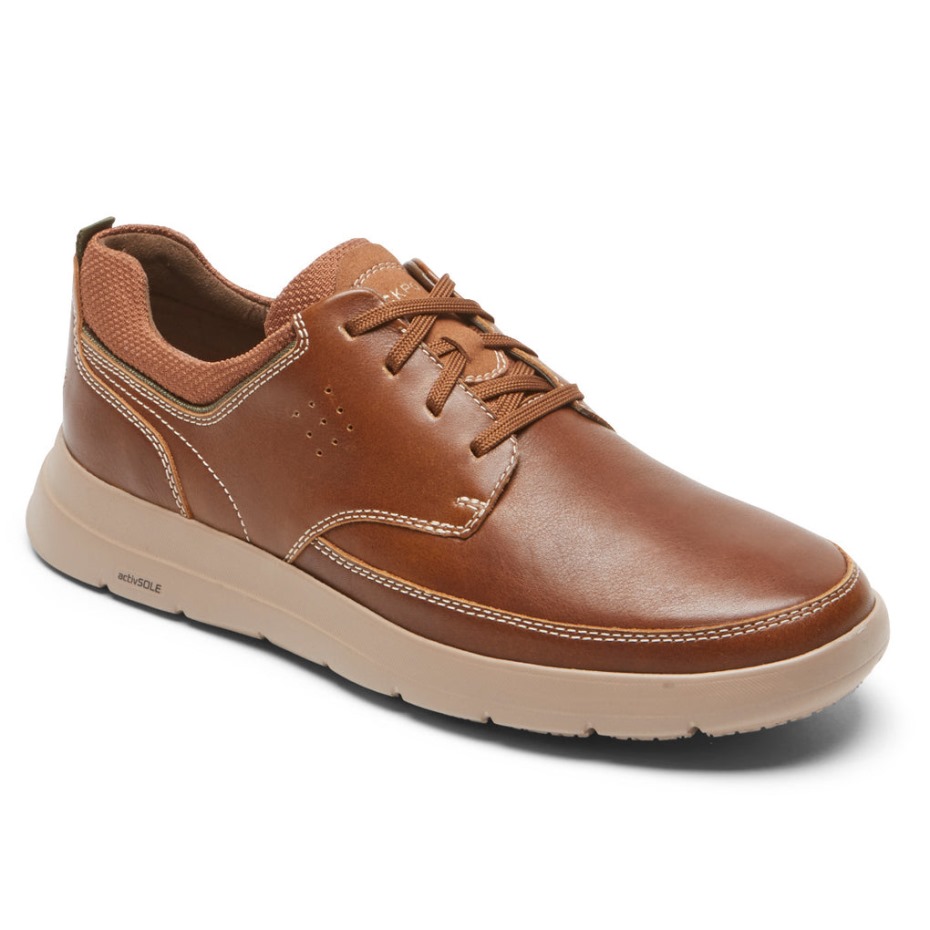 Rockport Men's Truflex Cayden Plain Toe Sneaker Wood Leather