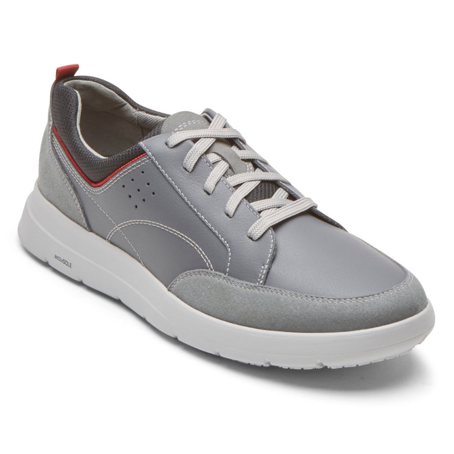 Zapatillas Rockport Hombre Truflex Cayden Acero Gris Cuero Ante