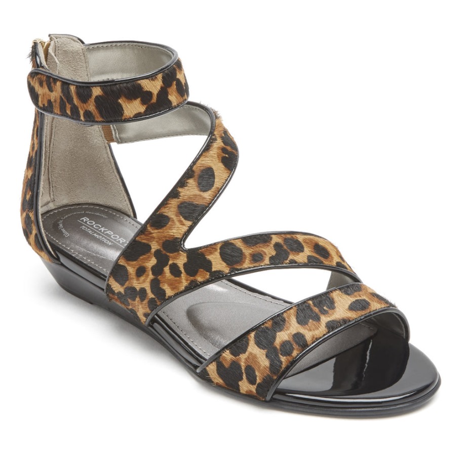 Rockport Total Motion Zandra Sandalia De Tiras Leopardo Bronceado