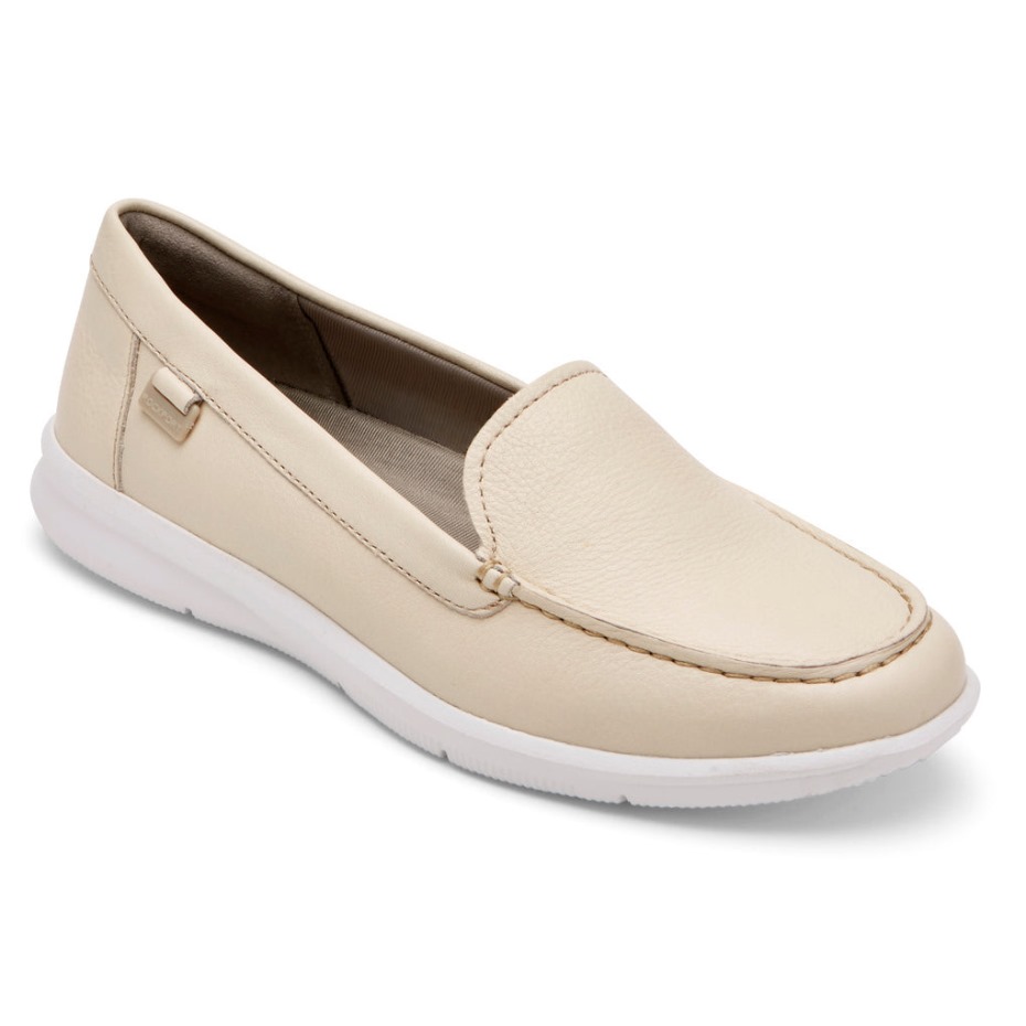 Mocasines Rockport Ayva Lavables Mujer Piel Lavable Vainilla