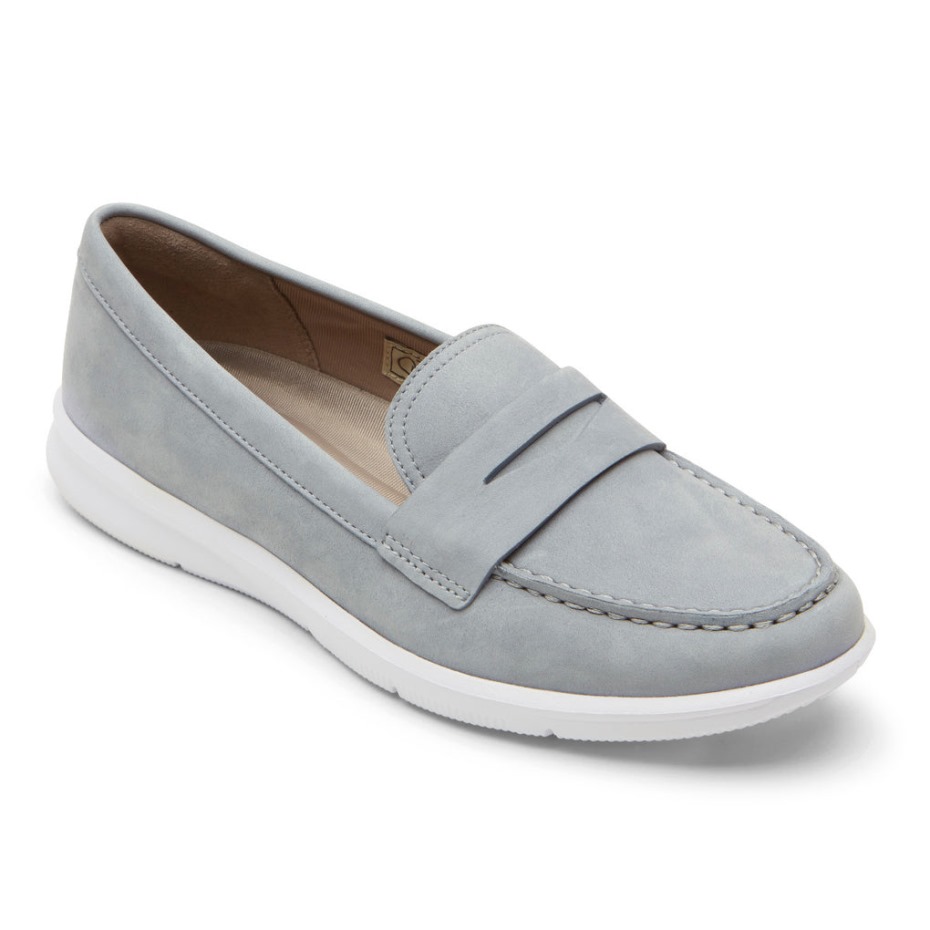 Mocasines Rockport Ayva Washable Penny Para Mujer Cambray Azul