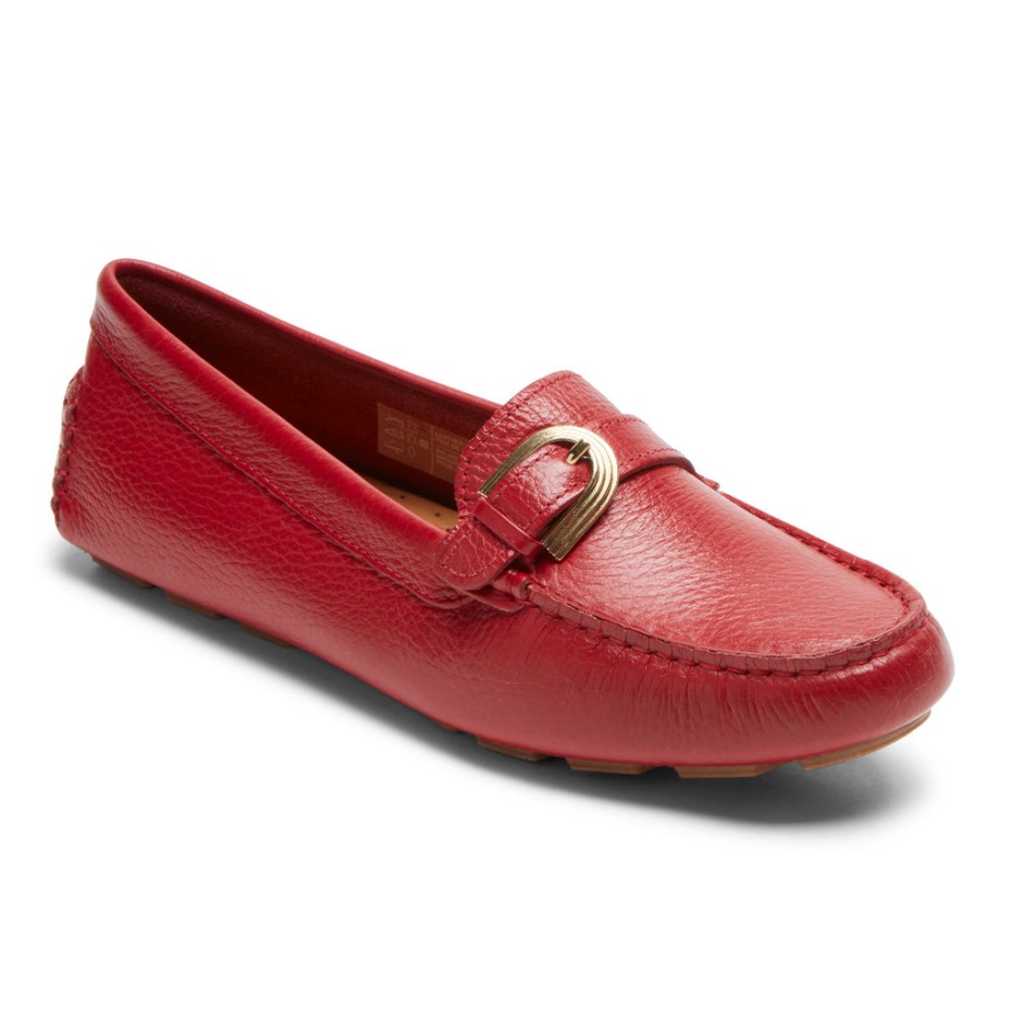 Mocasines Rockport Mujer Bayview Hebilla Rojo Escarlata