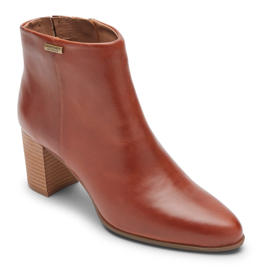 Rockport Mujer Camdyn Bootie Tan Cuero Impermeable