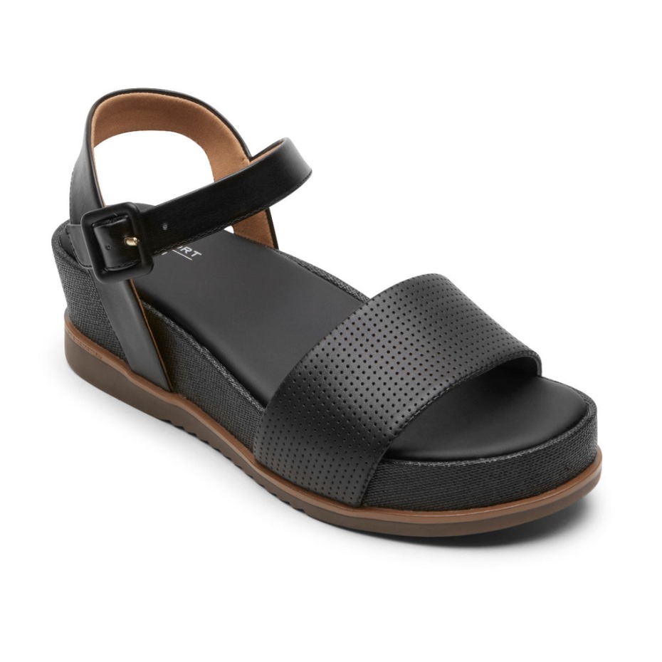 Sandalia Rockport Mujer Delanie Negra