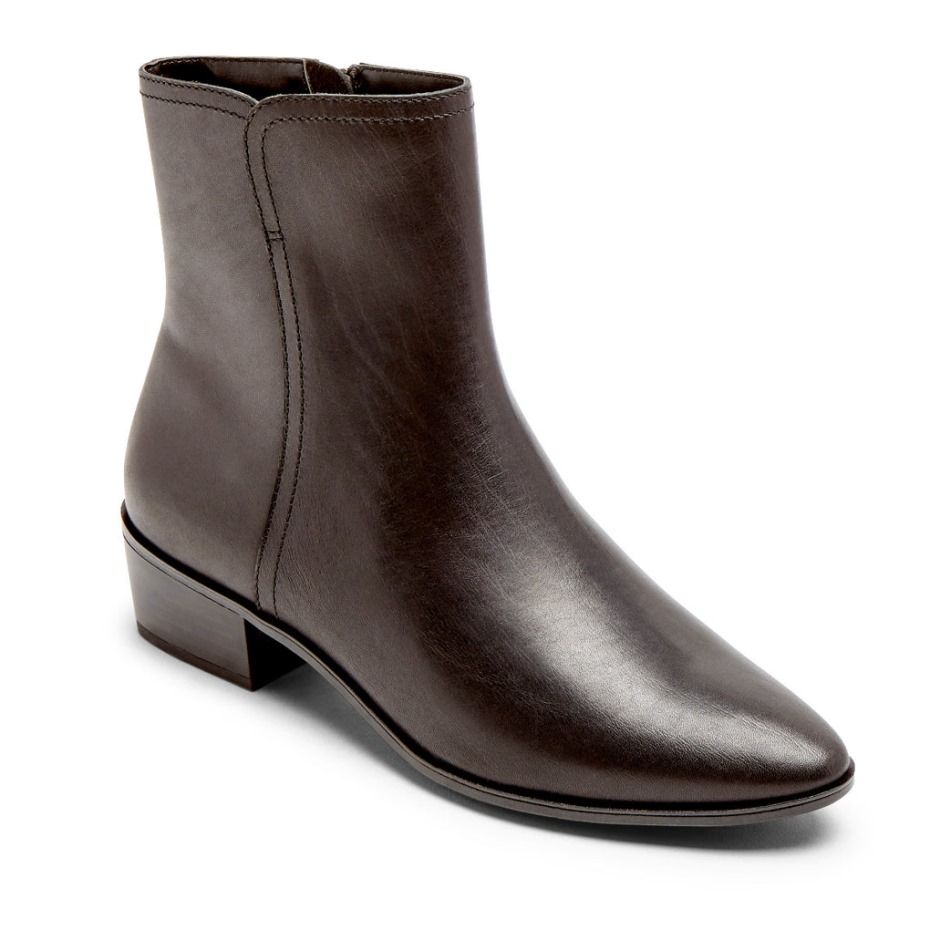 Rockport Mujer Geovana Mid Boot Negro Cuero Impermeable