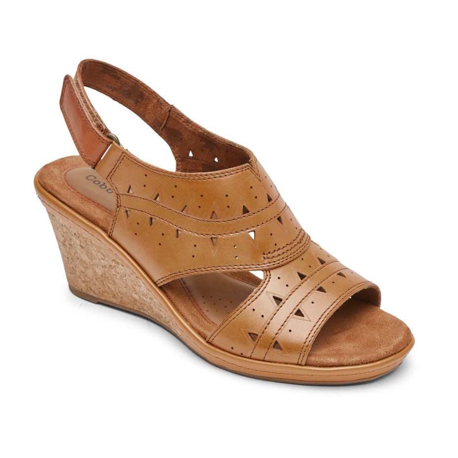 Rockport Mujer Janna Perforated Slingback Bronceado