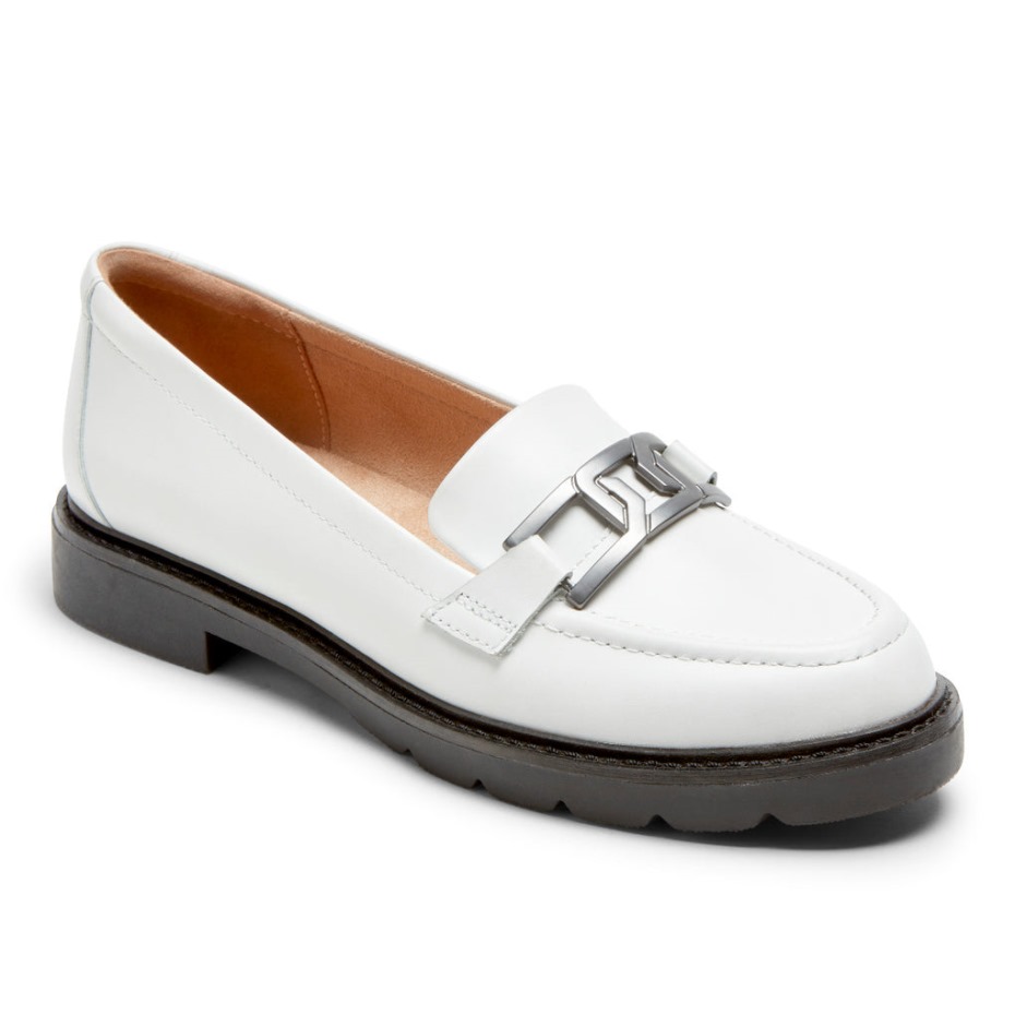 Mocasines Mujer Rockport Kacey Chain Blanco