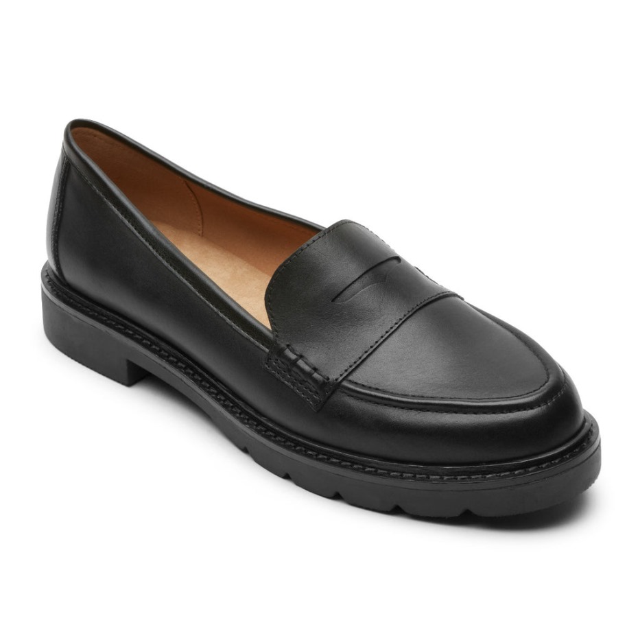 Mocasines Mujer Rockport Kacey Penny Cuero Negro