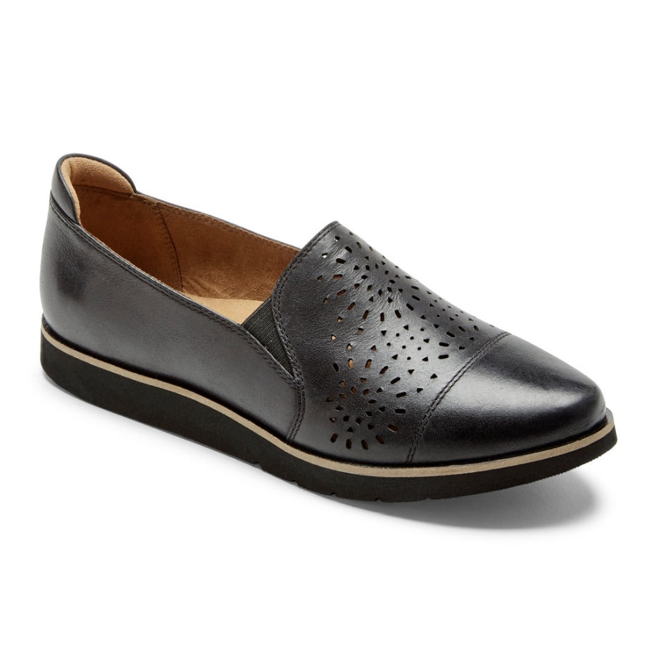 Rockport Mujer Laci Twin-gore Slip-on Cuero Negro
