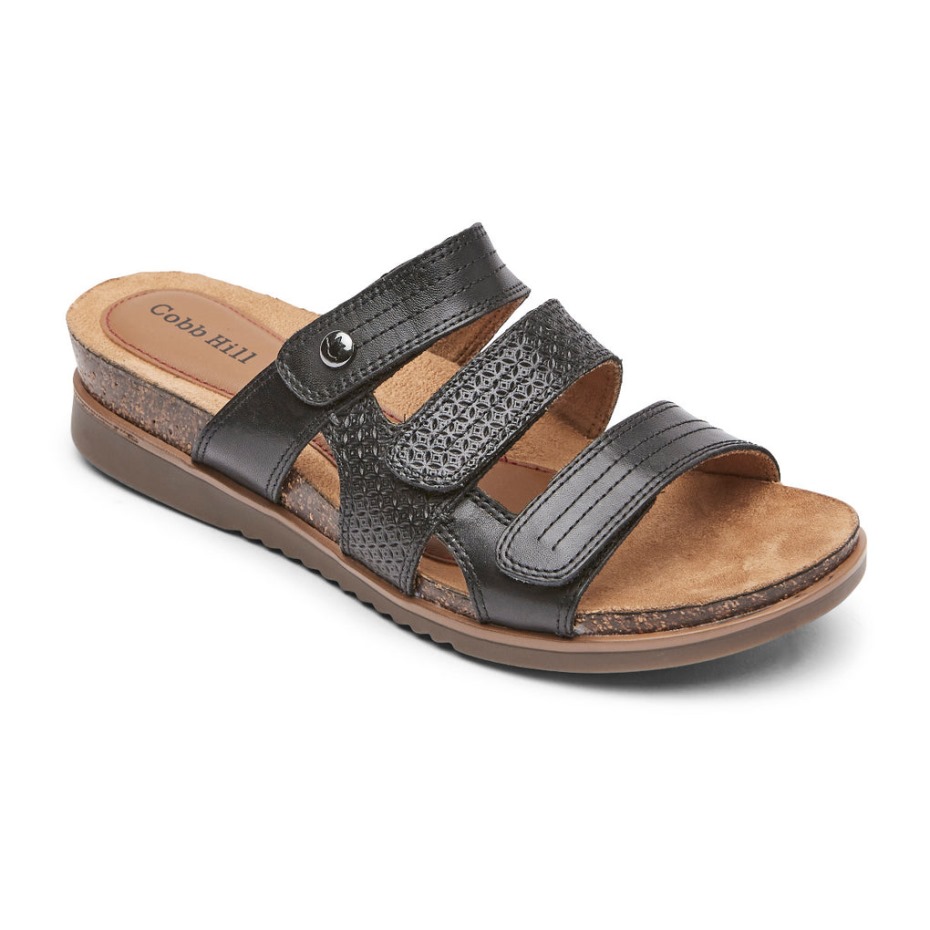 Sandalias Rockport May Slide Para Mujer, Color Negro.