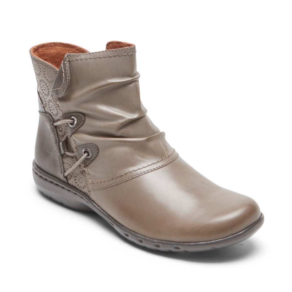 Botín Mujer Rockport Penfield Ruched Taupe Gris