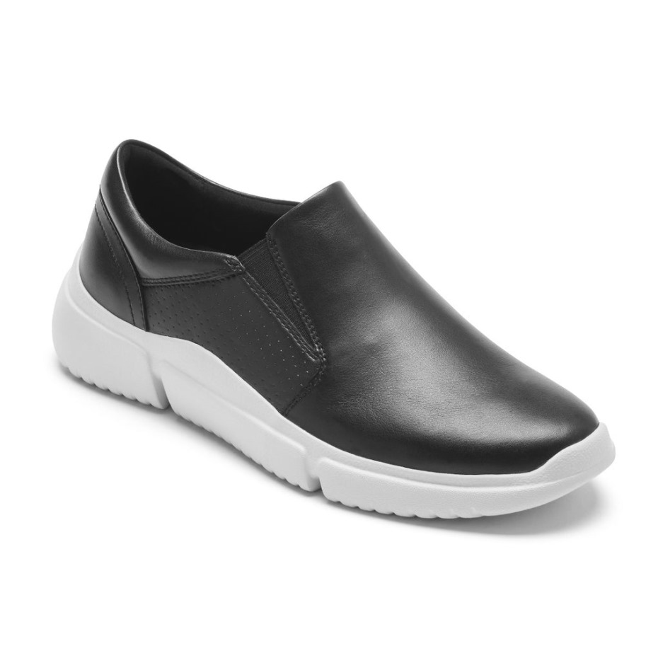 Rockport R-Evolution - Zapatillas Deportivas Sin Cordones Para Mujer, Lavables, Negras, Con Suela Blanca