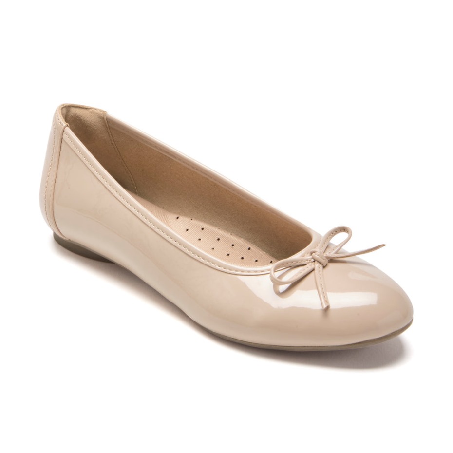 Bailarinas Rockport Reagan Mujer Neutral Beige Charol Sintético