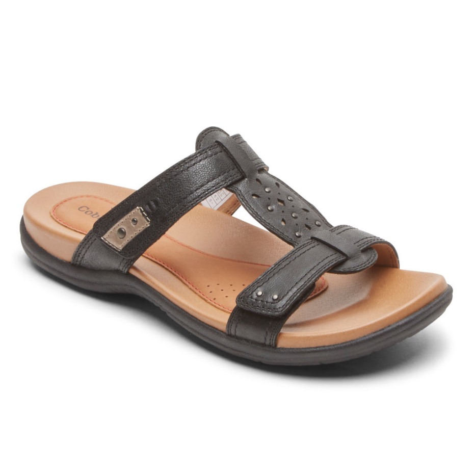 Sandalia Mujer Rockport Rubey Slide Negro